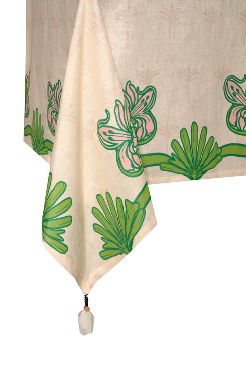 Embroidered Linen Tablecloth  / Lirios Midi